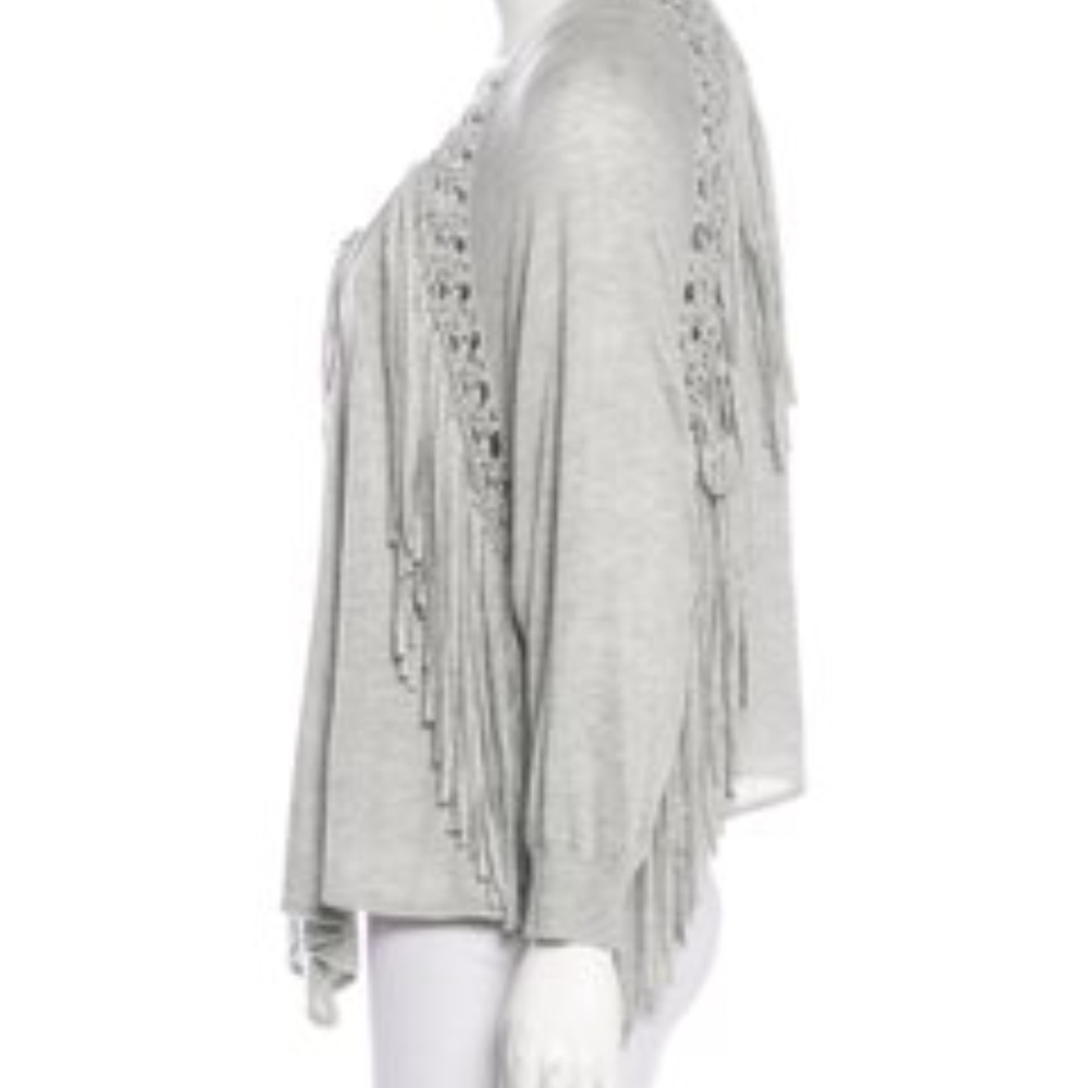 Rebecca Taylor fringe cardigan in gray